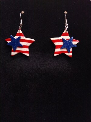 Red, White, and Blue Star Earrings - image1